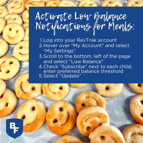 activate low balance notifications for meals